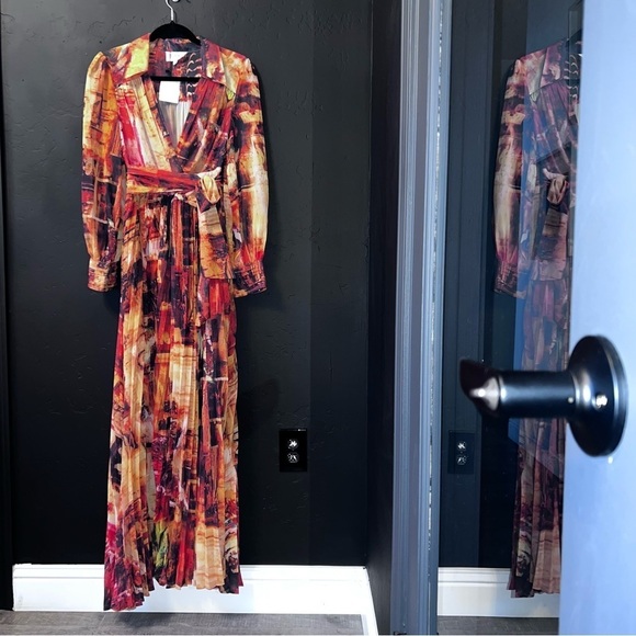 Latiste by Amy RUSTY ABSTRACT PRINT MAXI
DRESS Size:S NWT spring summer wedding - Picture 9 of 15